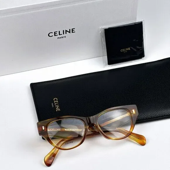 NEW Celine CL50012I 056 Havana Cat Eye Women Eyeglasses CL 50012I - Picture 3 of 10
